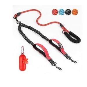 SlowTon Double (or single use) Leash for two dogs   No tangle. 360 deg swivel.